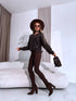 Knitted sweater "GLITTER BOW MO-4006" - CHOCO
